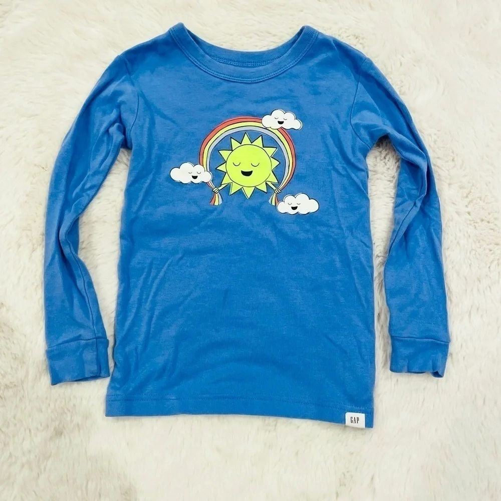 Baby Gap Blue Sun Clouds Rainbow Print 2 Piece Pajama PJ Set Unisex Toddler 5T